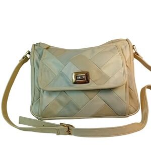 Vintage Cabrelli Quilted Crossbody Bag‎ Ivory Faux Leather Shoulder Bag Purse